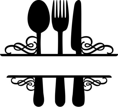 kitchen split monogram frame spoon fork knife